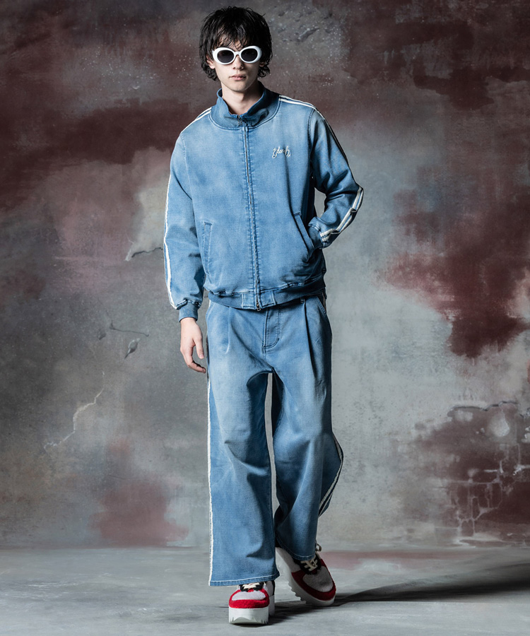 GB0324/ST03 : Knit Denim Jersey Set Up / ニットデニムジャージセットアップ